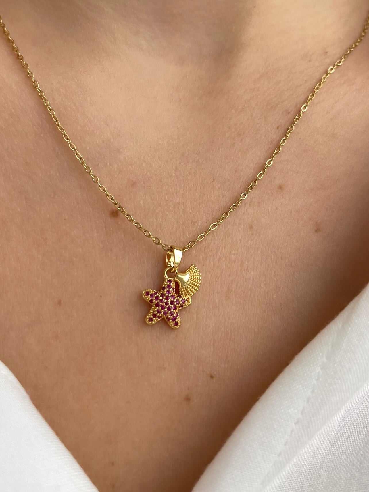 Taşlı yıldız kolye