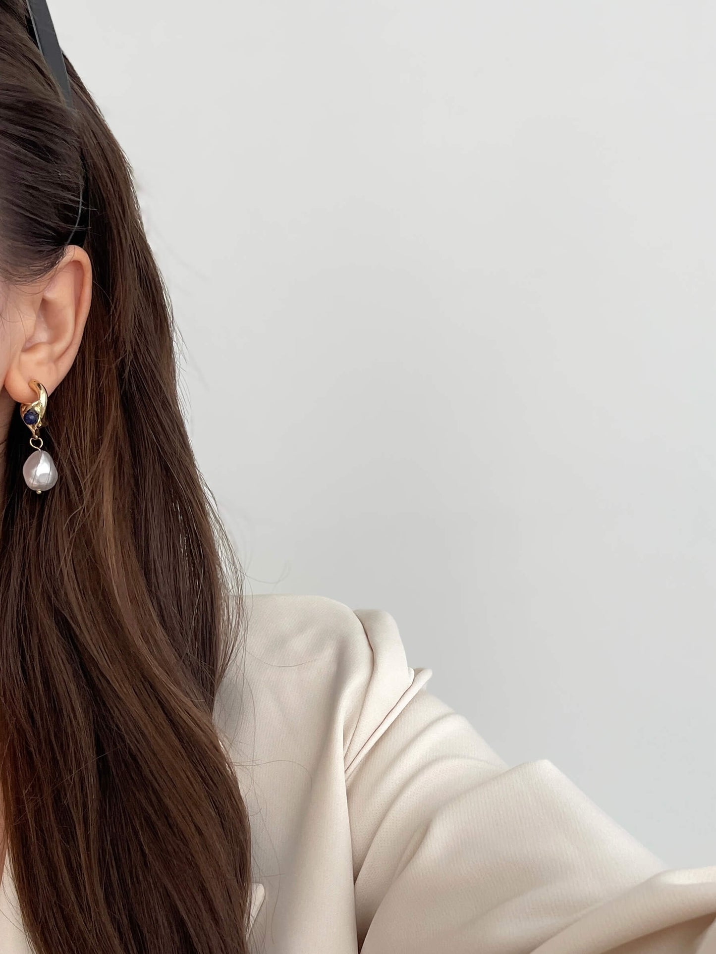 Vintage tasarım sallantılı inci küpe