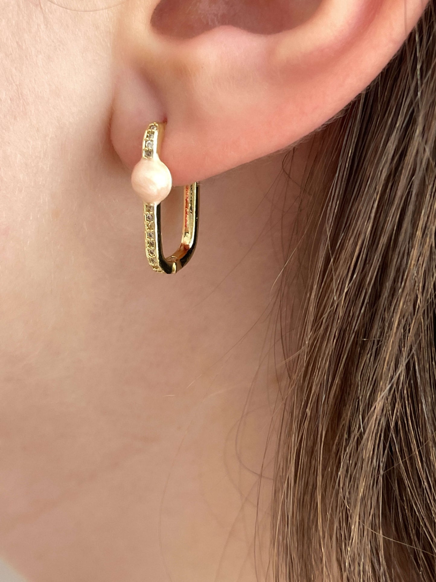 Renkli mineli dikdörtgen küpe