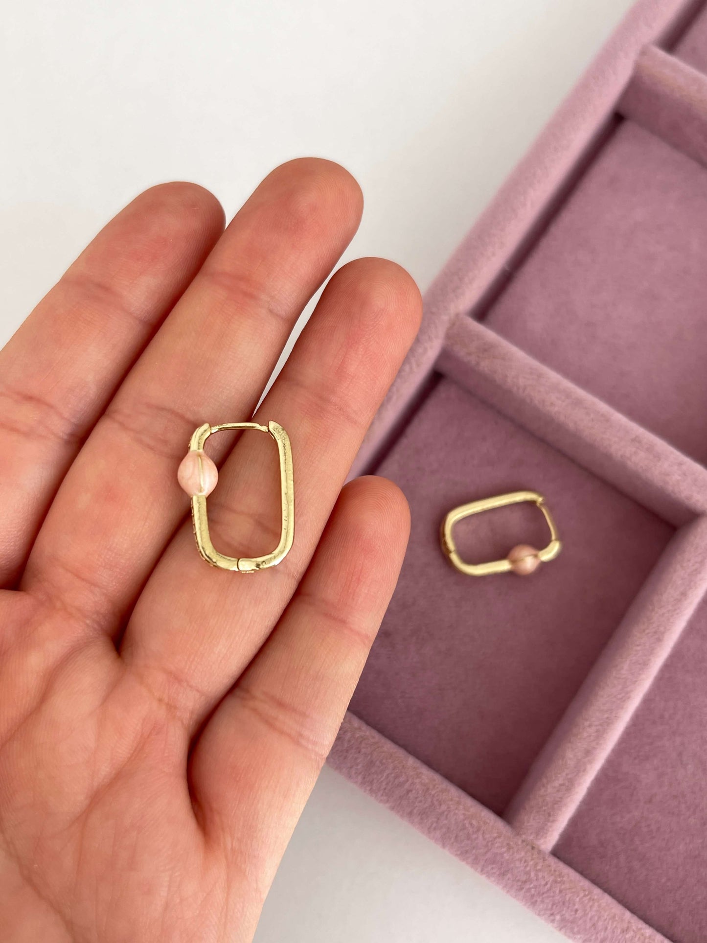 Renkli mineli dikdörtgen küpe