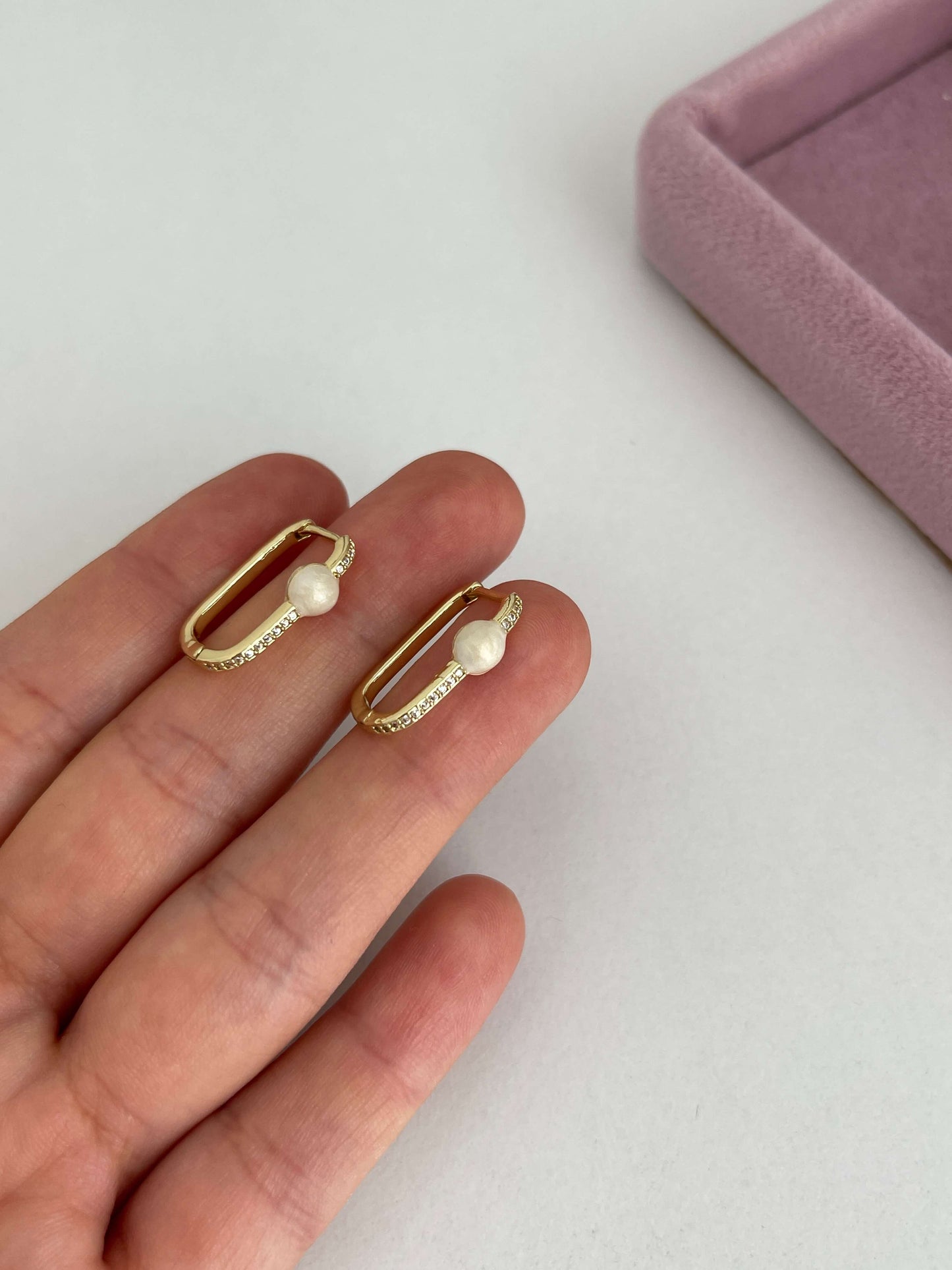 Renkli mineli dikdörtgen küpe